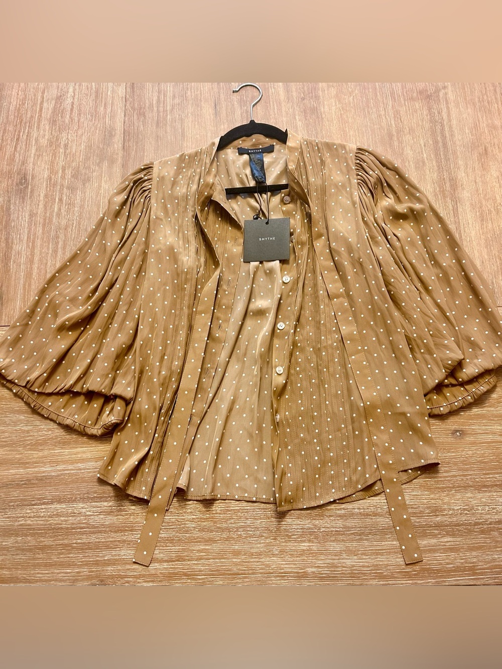 Smythe Polka Dot pleated tie neck blouse shirt SOLD OUT